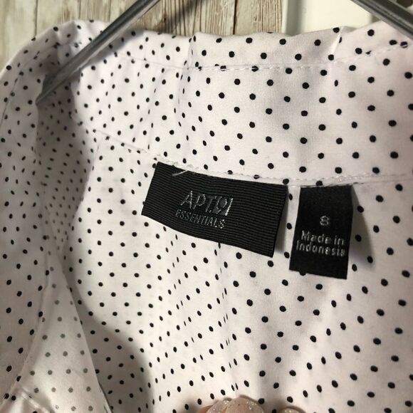 Apt. 9 White Polka Dot Long Sleeve Button-Up SMALL - Picture 6 of 7